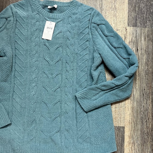 NWT J. Jill Steel Blue Chenille Cable Knit Sweater Small - Picture 4 of 5